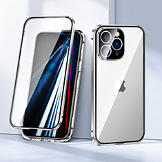 Apple iPhone 13 Pro用ケース 高級感 手触り良い アルミメタル 製の金属製 360度 フルカバーバンパー 鏡面 カバー LK1 アップル シルバー