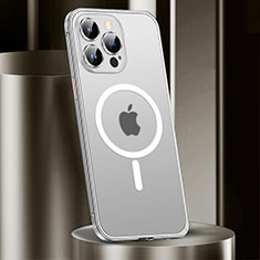 Apple iPhone 13 Pro用ケース 高級感 手触り良い メタル兼プラスチック バンパー Mag-Safe 磁気 Magnetic JL2 アップル シルバー