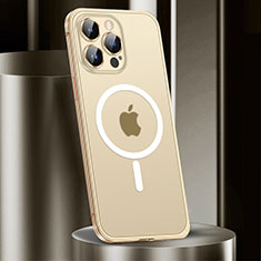 Apple iPhone 13 Pro用ケース 高級感 手触り良い メタル兼プラスチック バンパー Mag-Safe 磁気 Magnetic JL2 アップル ゴールド