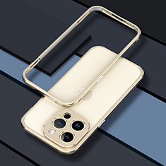 Apple iPhone 13 Pro用ケース 高級感 手触り良い アルミメタル 製の金属製 バンパー カバー JZ1 アップル ゴールド