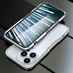 Apple iPhone 13 Pro用ケース 高級感 手触り良い アルミメタル 製の金属製 バンパー カバー LF1 アップル シルバー