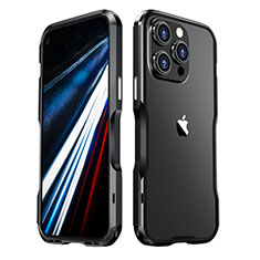 Apple iPhone 13 Pro用ケース 高級感 手触り良い アルミメタル 製の金属製 バンパー カバー LF3 アップル ブラック