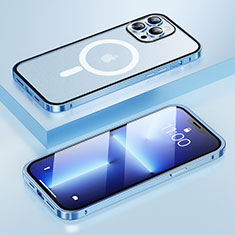 Apple iPhone 13 Pro用ケース 高級感 手触り良い メタル兼プラスチック バンパー Mag-Safe 磁気 Magnetic LF1 アップル ネイビー
