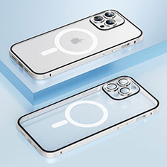 Apple iPhone 13 Pro用ケース 高級感 手触り良い メタル兼プラスチック バンパー Mag-Safe 磁気 Magnetic Bling-Bling LF1 アップル シルバー