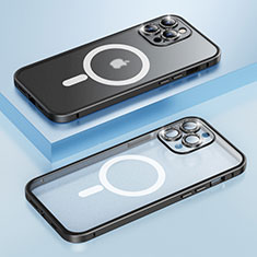 Apple iPhone 13 Pro用ケース 高級感 手触り良い メタル兼プラスチック バンパー Mag-Safe 磁気 Magnetic Bling-Bling LF1 アップル ブラック