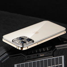 Apple iPhone 13 Pro用ケース 高級感 手触り良い メタル兼プラスチック バンパー LF5 アップル ゴールド
