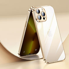 Apple iPhone 13 Pro用極薄ソフトケース シリコンケース 耐衝撃 全面保護 クリア透明 LD2 アップル ゴールド