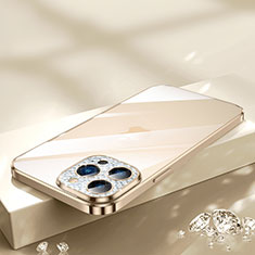 Apple iPhone 13 Pro用極薄ソフトケース シリコンケース 耐衝撃 全面保護 クリア透明 Bling-Bling LD2 アップル ゴールド