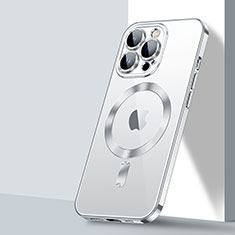 Apple iPhone 13 Pro用極薄ソフトケース シリコンケース 耐衝撃 全面保護 クリア透明 カバー Mag-Safe 磁気 Magnetic LD2 アップル シルバー