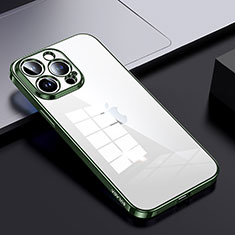 Apple iPhone 13 Pro用ハイブリットバンパーケース クリア透明 プラスチック カバー LD2 アップル グリーン
