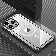 Apple iPhone 13 Pro用ケース 高級感 手触り良い アルミメタル 製の金属製 兼シリコン カバー Mag-Safe 磁気 Magnetic QC1 アップル シルバー
