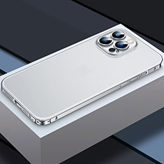Apple iPhone 13 Pro用ケース 高級感 手触り良い メタル兼プラスチック バンパー QC3 アップル シルバー