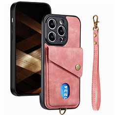Apple iPhone 13 Pro用シリコンケース ソフトタッチラバー レザー柄 カバー SD5 アップル ピンク