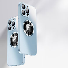 Apple iPhone 13 Pro用ハイブリットバンパーケース プラスチック 鏡面 カバー Mag-Safe 磁気 Magnetic アップル ライトブルー