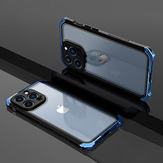 Apple iPhone 13 Pro用ケース 高級感 手触り良い メタル兼プラスチック バンパー SQ1 アップル ネイビー