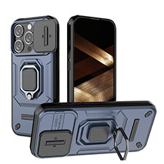 Apple iPhone 13 Pro用ハイブリットバンパーケース プラスチック アンド指輪 マグネット式 KC3 アップル ネイビー