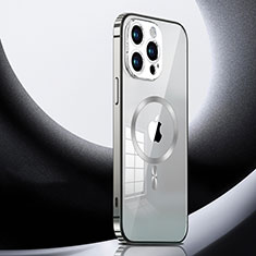 Apple iPhone 13 Pro用ケース 高級感 手触り良い メタル兼プラスチック バンパー Mag-Safe 磁気 Magnetic LK3 アップル シルバー