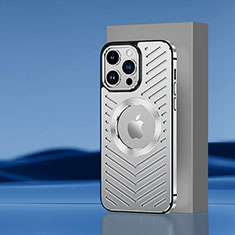 Apple iPhone 13 Pro用ケース 高級感 手触り良い アルミメタル 製の金属製 兼シリコン カバー Mag-Safe 磁気 Magnetic AC1 アップル シルバー