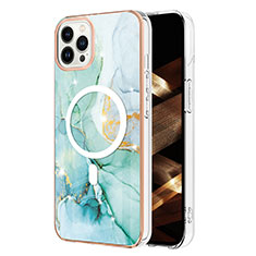 Apple iPhone 13 Pro用シリコンケース ソフトタッチラバー バタフライ パターン カバー Mag-Safe 磁気 Magnetic アップル グリーン