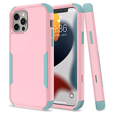 Apple iPhone 13 Pro Max用ハイブリットバンパーケース プラスチック 兼シリコーン カバー 前面と背面 360度 フル アップル ピンク