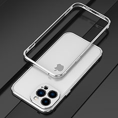 Apple iPhone 13 Pro Max用ケース 高級感 手触り良い アルミメタル 製の金属製 バンパー カバー アップル シルバー