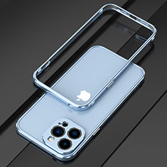 Apple iPhone 13 Pro Max用ケース 高級感 手触り良い アルミメタル 製の金属製 バンパー カバー アップル ブルー
