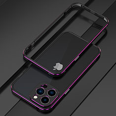 Apple iPhone 13 Pro Max用ケース 高級感 手触り良い アルミメタル 製の金属製 バンパー カバー アップル パープル