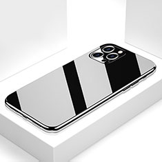 Apple iPhone 13 Pro Max用ハイブリットバンパーケース プラスチック 鏡面 カバー M05 アップル ブラック