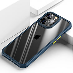 Apple iPhone 13 Pro Max用ハイブリットバンパーケース クリア透明 プラスチック 鏡面 カバー M03 アップル ネイビー