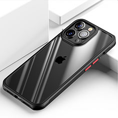 Apple iPhone 13 Pro Max用ハイブリットバンパーケース クリア透明 プラスチック 鏡面 カバー M03 アップル ブラック