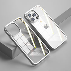 Apple iPhone 13 Pro Max用ハイブリットバンパーケース クリア透明 プラスチック 鏡面 カバー M04 アップル ホワイト