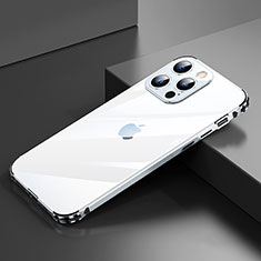Apple iPhone 13 Pro Max用ケース 高級感 手触り良い アルミメタル 製の金属製 バンパー カバー A06 アップル シルバー