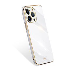 Apple iPhone 13 Pro Max用360度 フルカバー極薄ソフトケース シリコンケース 耐衝撃 全面保護 バンパー S03 アップル ホワイト