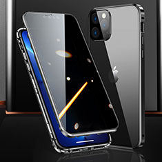 Apple iPhone 13 Pro Max用ケース 高級感 手触り良い アルミメタル 製の金属製 360度 フルカバーバンパー 鏡面 カバー M03 アップル ブラック