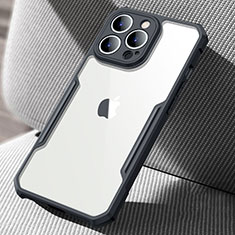 Apple iPhone 13 Pro Max用ハイブリットバンパーケース クリア透明 プラスチック 鏡面 カバー アップル ブラック