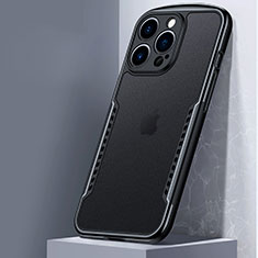 Apple iPhone 13 Pro Max用ハイブリットバンパーケース クリア透明 プラスチック 鏡面 カバー M01 アップル ブラック