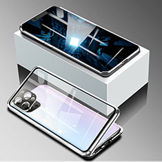 Apple iPhone 13 Pro Max用ケース 高級感 手触り良い アルミメタル 製の金属製 360度 フルカバーバンパー 鏡面 カバー アップル シルバー