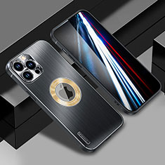 Apple iPhone 13 Pro Max用ケース 高級感 手触り良い アルミメタル 製の金属製 兼シリコン カバー Mag-Safe 磁気 Magnetic JL1 アップル ブラック