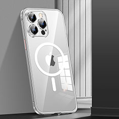 Apple iPhone 13 Pro Max用ケース 高級感 手触り良い メタル兼プラスチック バンパー Mag-Safe 磁気 Magnetic JL1 アップル シルバー