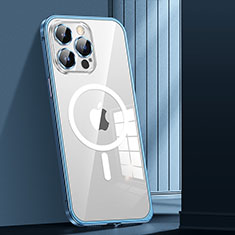 Apple iPhone 13 Pro Max用ケース 高級感 手触り良い メタル兼プラスチック バンパー Mag-Safe 磁気 Magnetic JL1 アップル ネイビー