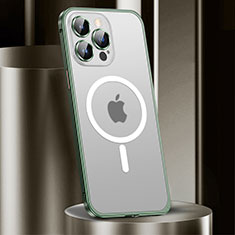 Apple iPhone 13 Pro Max用ケース 高級感 手触り良い メタル兼プラスチック バンパー Mag-Safe 磁気 Magnetic JL2 アップル グリーン
