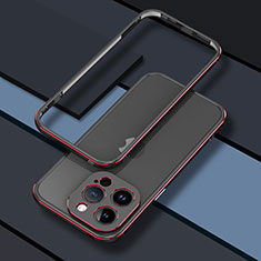 Apple iPhone 13 Pro Max用ケース 高級感 手触り良い アルミメタル 製の金属製 バンパー カバー JZ1 アップル レッド・ブラック