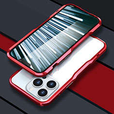 Apple iPhone 13 Pro Max用ケース 高級感 手触り良い アルミメタル 製の金属製 バンパー カバー LF1 アップル レッド
