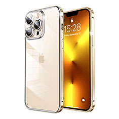 Apple iPhone 13 Pro Max用ケース 高級感 手触り良い メタル兼プラスチック バンパー LF7 アップル ゴールド