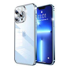Apple iPhone 13 Pro Max用ケース 高級感 手触り良い メタル兼プラスチック バンパー LF7 アップル ネイビー
