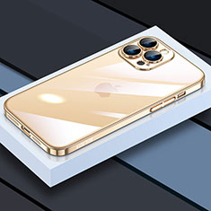 Apple iPhone 13 Pro Max用極薄ソフトケース シリコンケース 耐衝撃 全面保護 クリア透明 LD4 アップル ゴールド