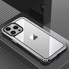 Apple iPhone 13 Pro Max用ケース 高級感 手触り良い アルミメタル 製の金属製 兼シリコン カバー QC1 アップル シルバー