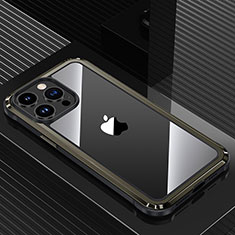 Apple iPhone 13 Pro Max用ケース 高級感 手触り良い アルミメタル 製の金属製 兼シリコン カバー QC1 アップル ブラック