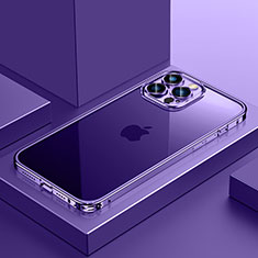 Apple iPhone 13 Pro Max用ケース 高級感 手触り良い メタル兼プラスチック バンパー QC4 アップル パープル