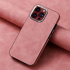 Apple iPhone 13 Pro Max用シリコンケース ソフトタッチラバー レザー柄 カバー SD13 アップル ピンク